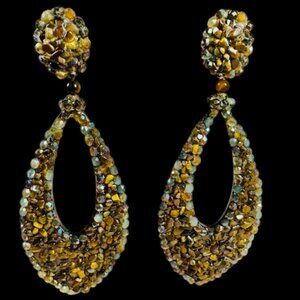 DUBLOS High End 4" LONG Chandelier Earrings with Dublos suede bag /Seville Spain